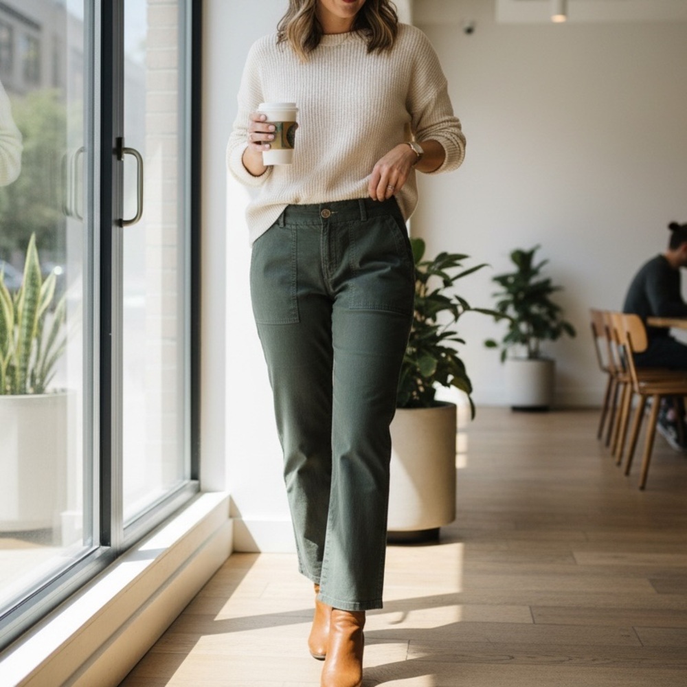 Nili Lotan Olive Flare & Wide Leg Jeans